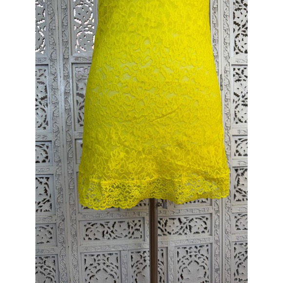 Victorias Secret Neon Yellow Lace Cami Lingerie Nightgown Sz S Romantic Angel - Picture 3 of 7